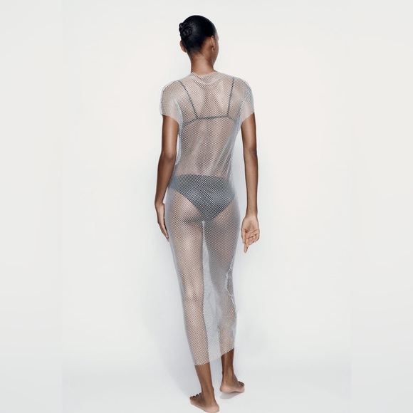 RHINESTONE MESH MIDI DRESS - Picture 3 of 9